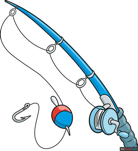 fishing rod drawing easy|diagram of fishing rod.